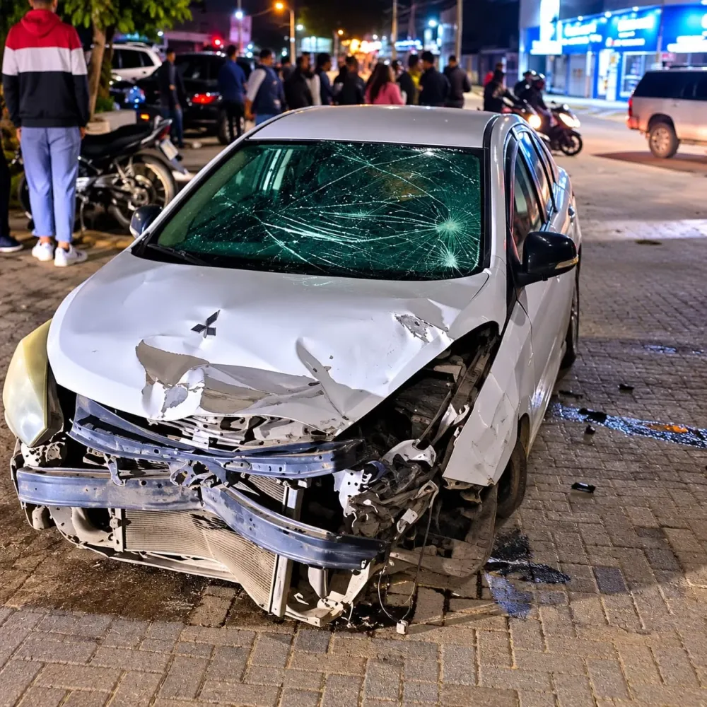 Mulher perde o controle de carro, atropela pedestre e bate em semáforo em Cabo Frio